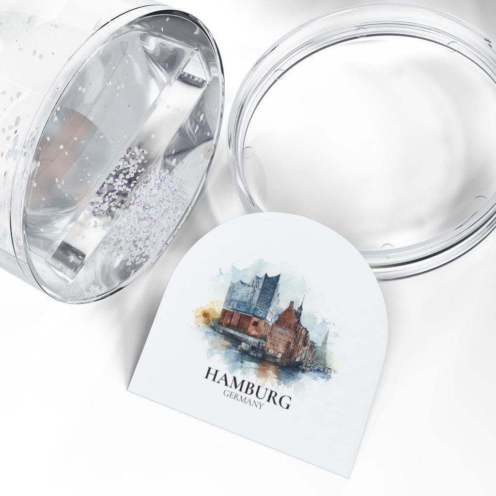 Hamburg Germany Snow Globe, Personalized Watercolor, Custom Travel Souvenir Keepsake City Dome