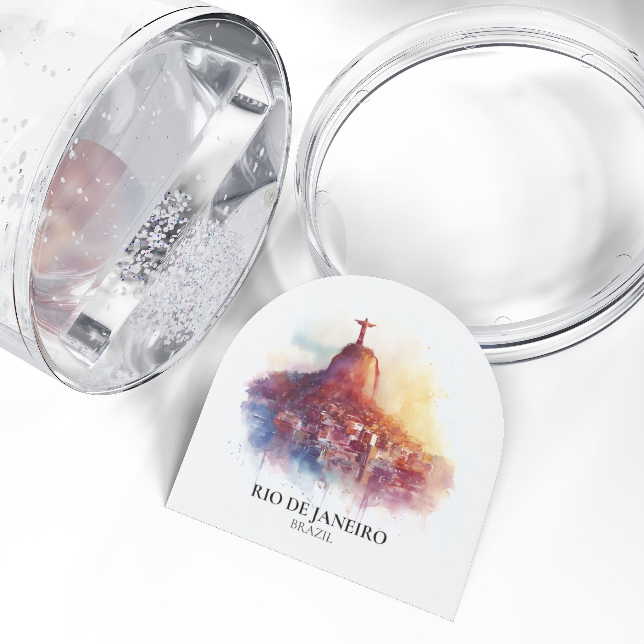 Rio Brazil Snow Globe, Personalized Watercolor, Custom Travel Souvenir Keepsake City Dome