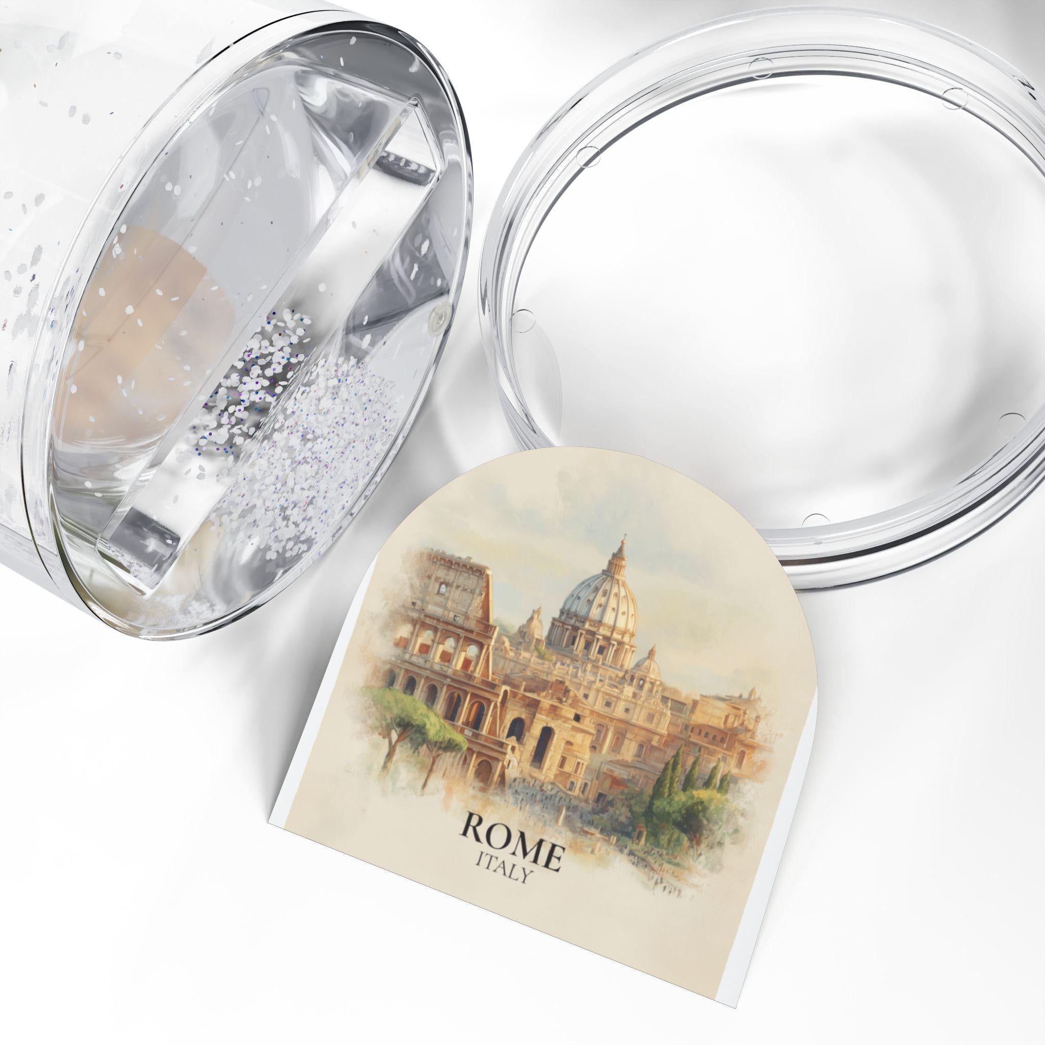 Rome Italy Snow Globe, Personalized Watercolor, Custom Travel Souvenir Keepsake City Dome