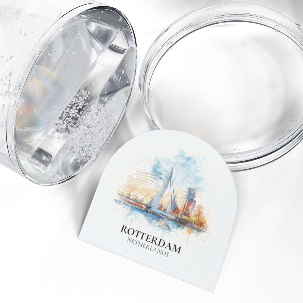 Rotterdam Netherlands Snow Globe, Personalized Watercolor, Custom Travel Souvenir Keepsake City Dome