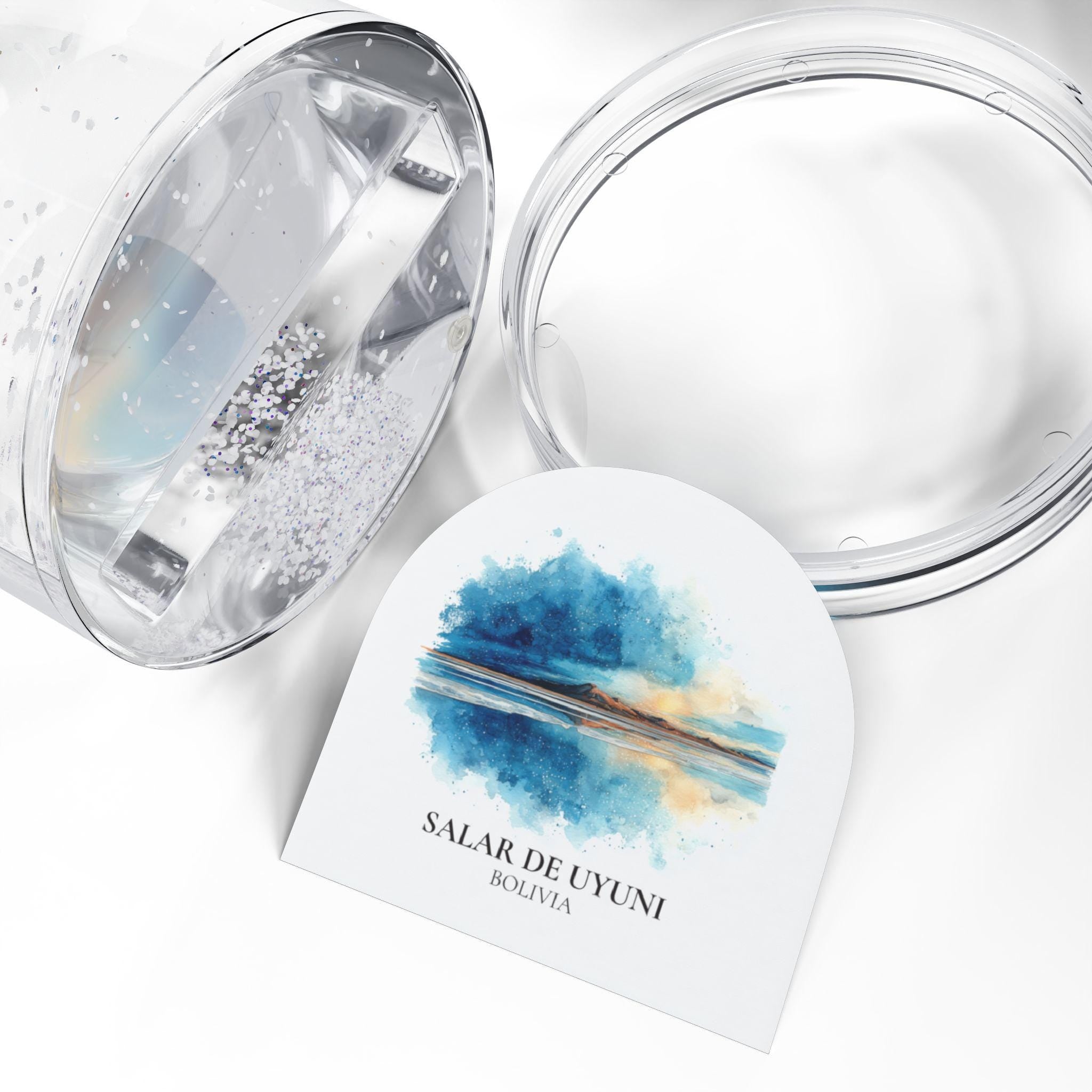 Salar de Uyuni Bolivia Snow Globe, Personalized Watercolor, Custom Travel Souvenir Keepsake City Dome