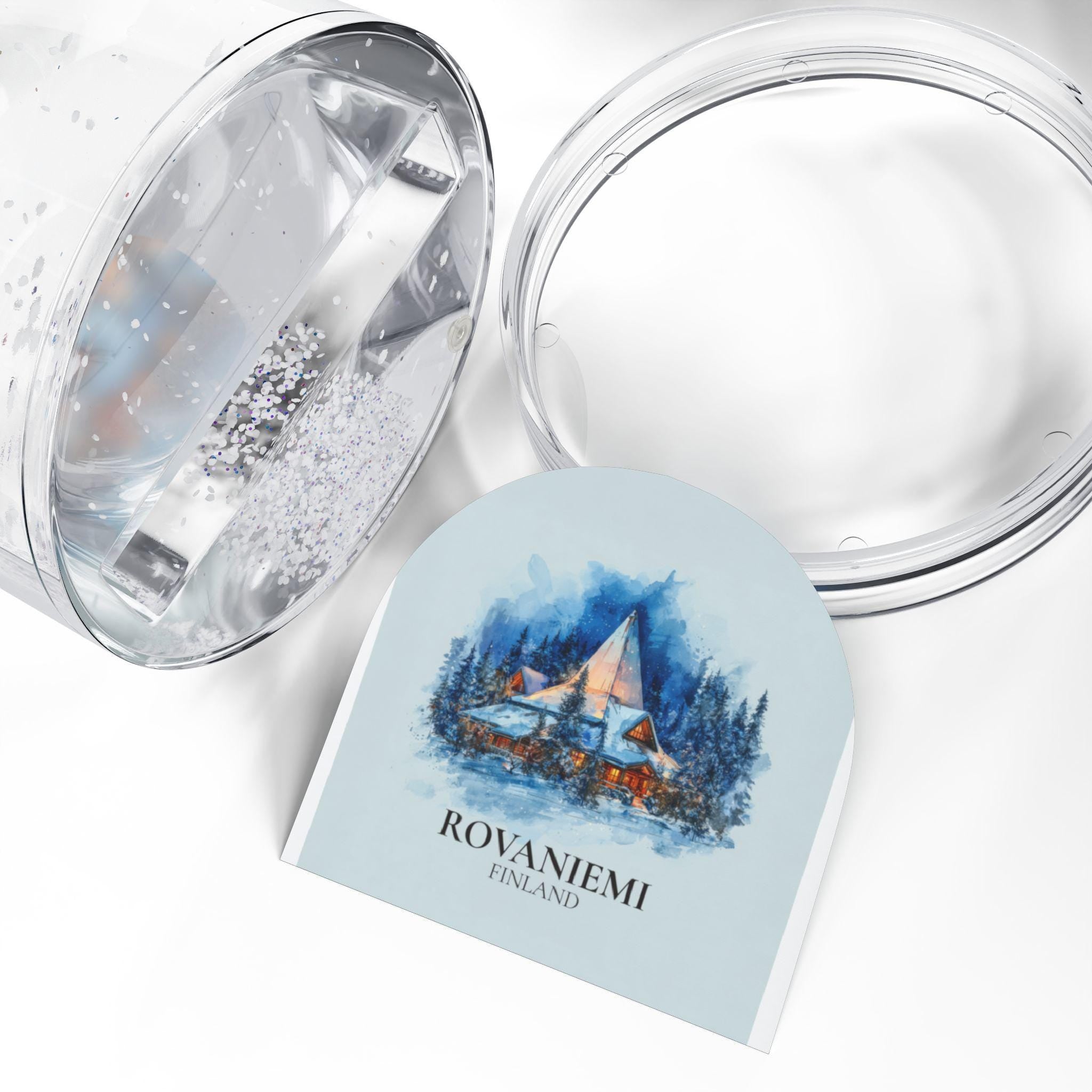 Rovaniemi Finland Snow Globe, Personalized Watercolor, Custom Travel Souvenir Keepsake City Dome