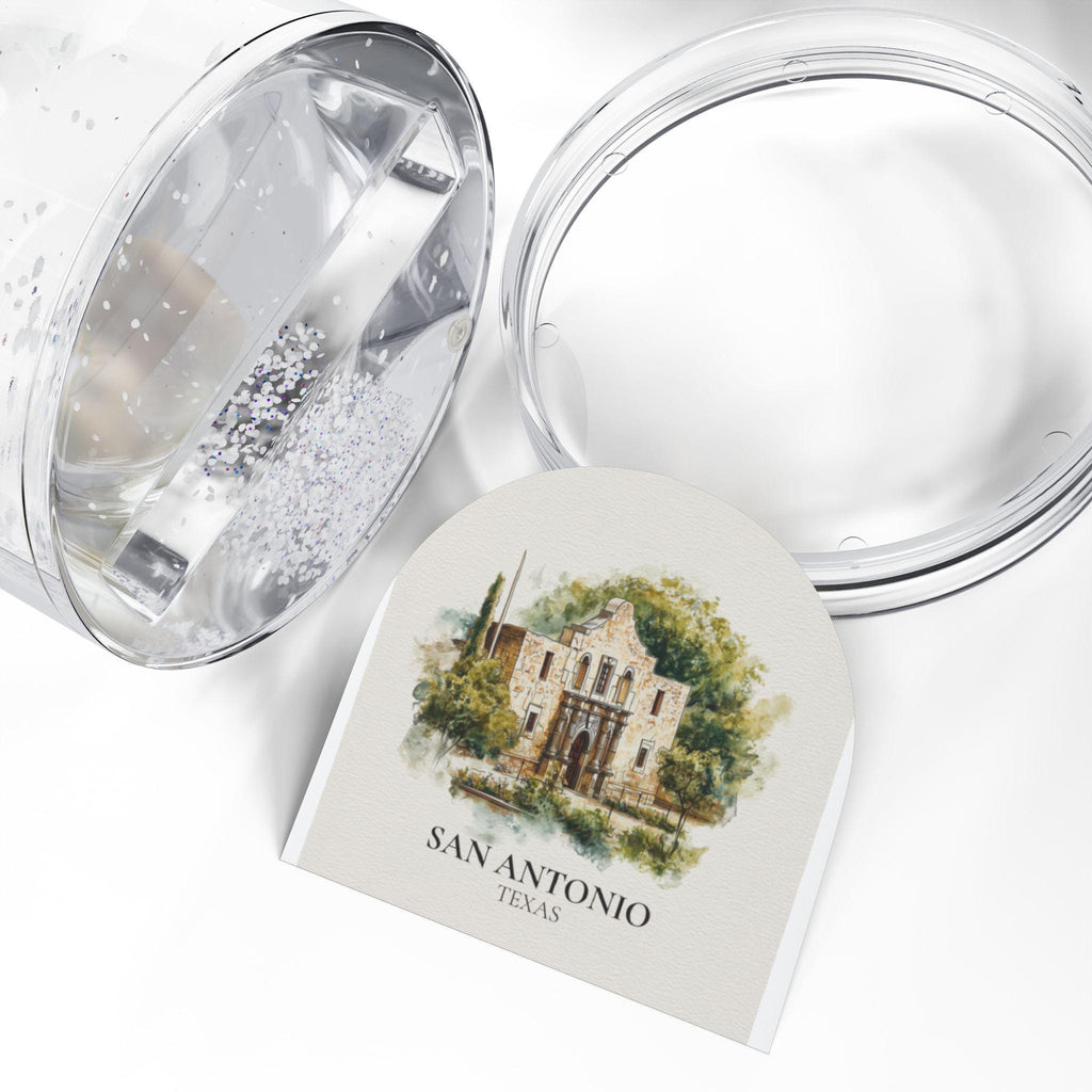San Antonio Texas Snow Globe, Personalized Watercolor, Custom Travel Souvenir Keepsake City Dome