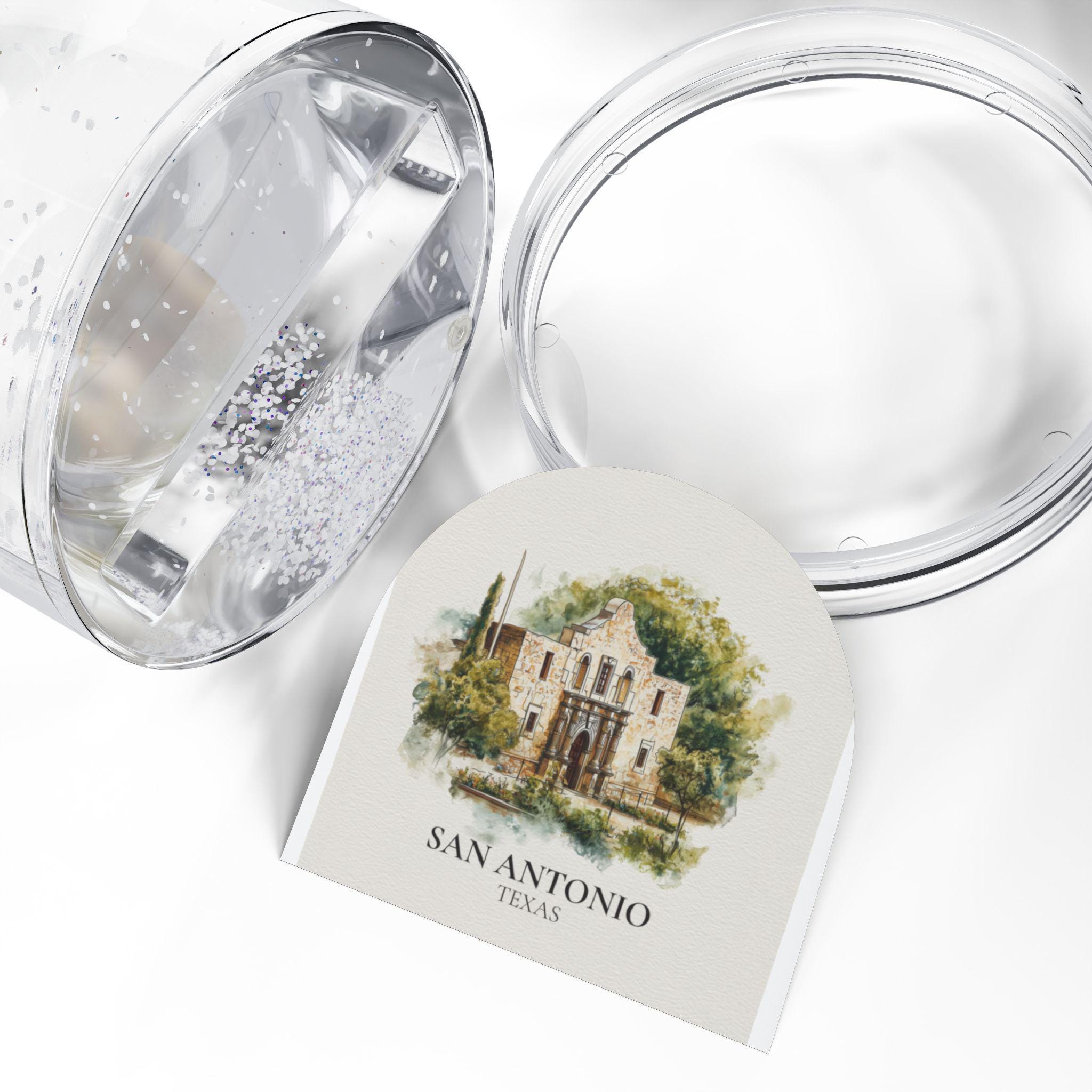 San Antonio Texas Snow Globe, Personalized Watercolor, Custom Travel Souvenir Keepsake City Dome