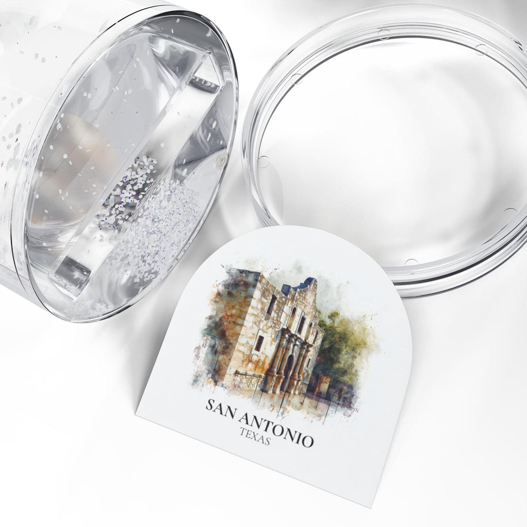 San Antonio Snow Globe, Personalized Texas Watercolor, Custom Travel Souvenir Keepsake City Dome