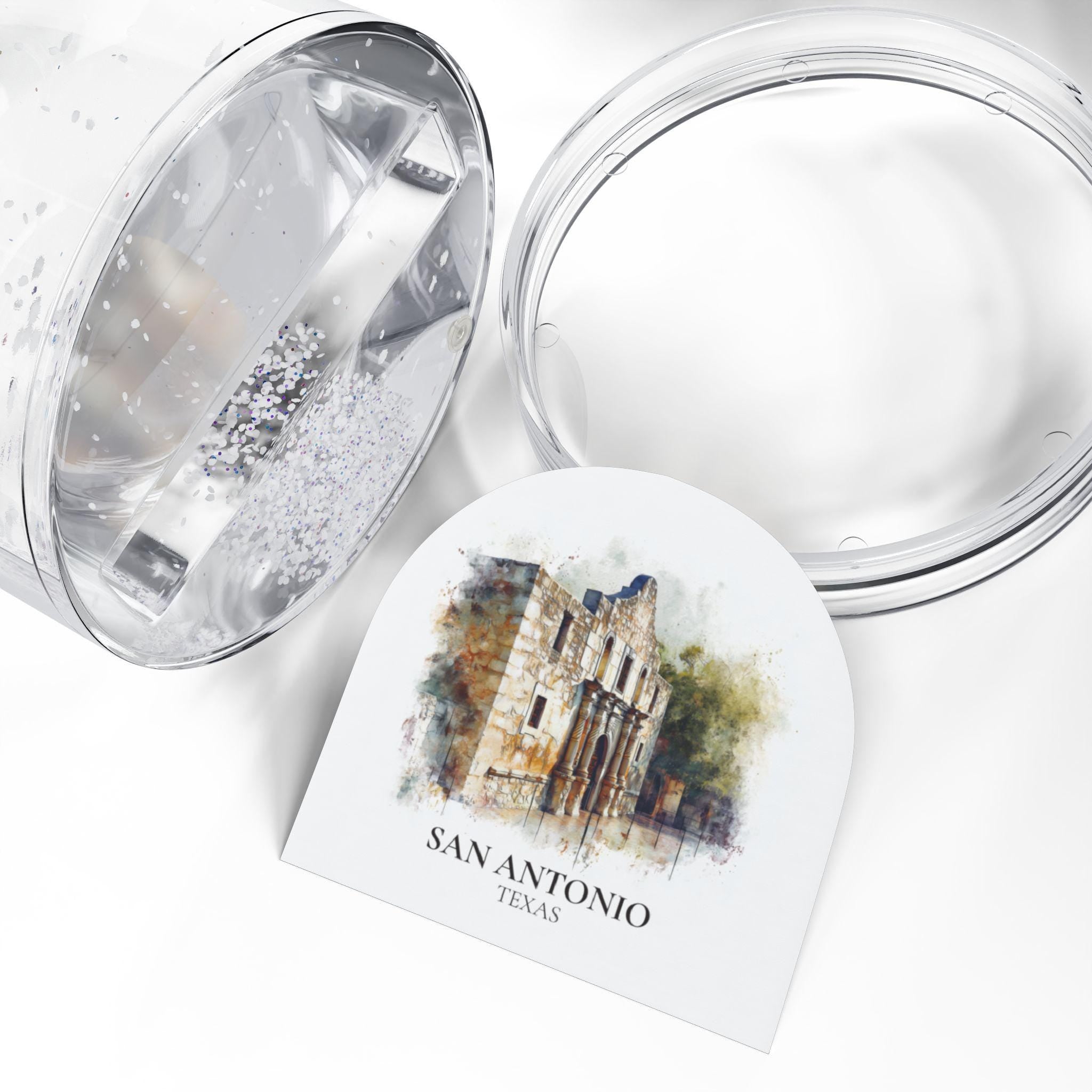 San Antonio Snow Globe, Personalized Texas Watercolor, Custom Travel Souvenir Keepsake City Dome