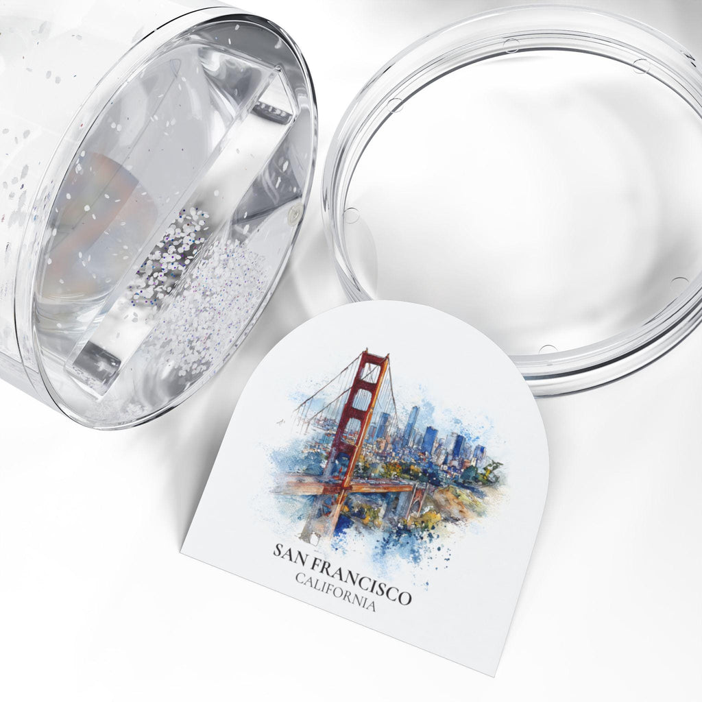 San Francisco California Snow Globe, Personalized Watercolor, Custom Travel Souvenir Keepsake City Dome