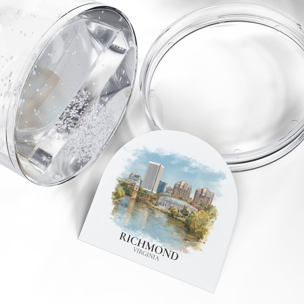 Richmond Virginia Snow Globe, Personalized Watercolor, Custom Travel Souvenir Keepsake City Dome