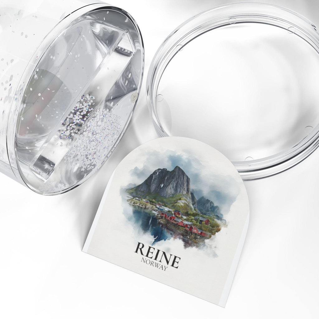 Reine Norway Snow Globe, Personalized Watercolor, Custom Travel Souvenir Keepsake City Dome