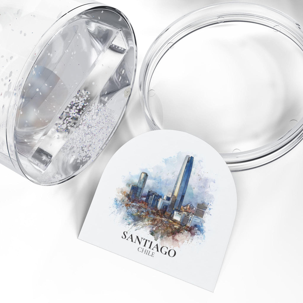 Santiago Chile Snow Globe, Personalized Watercolor, Custom Travel Souvenir Keepsake City Dome