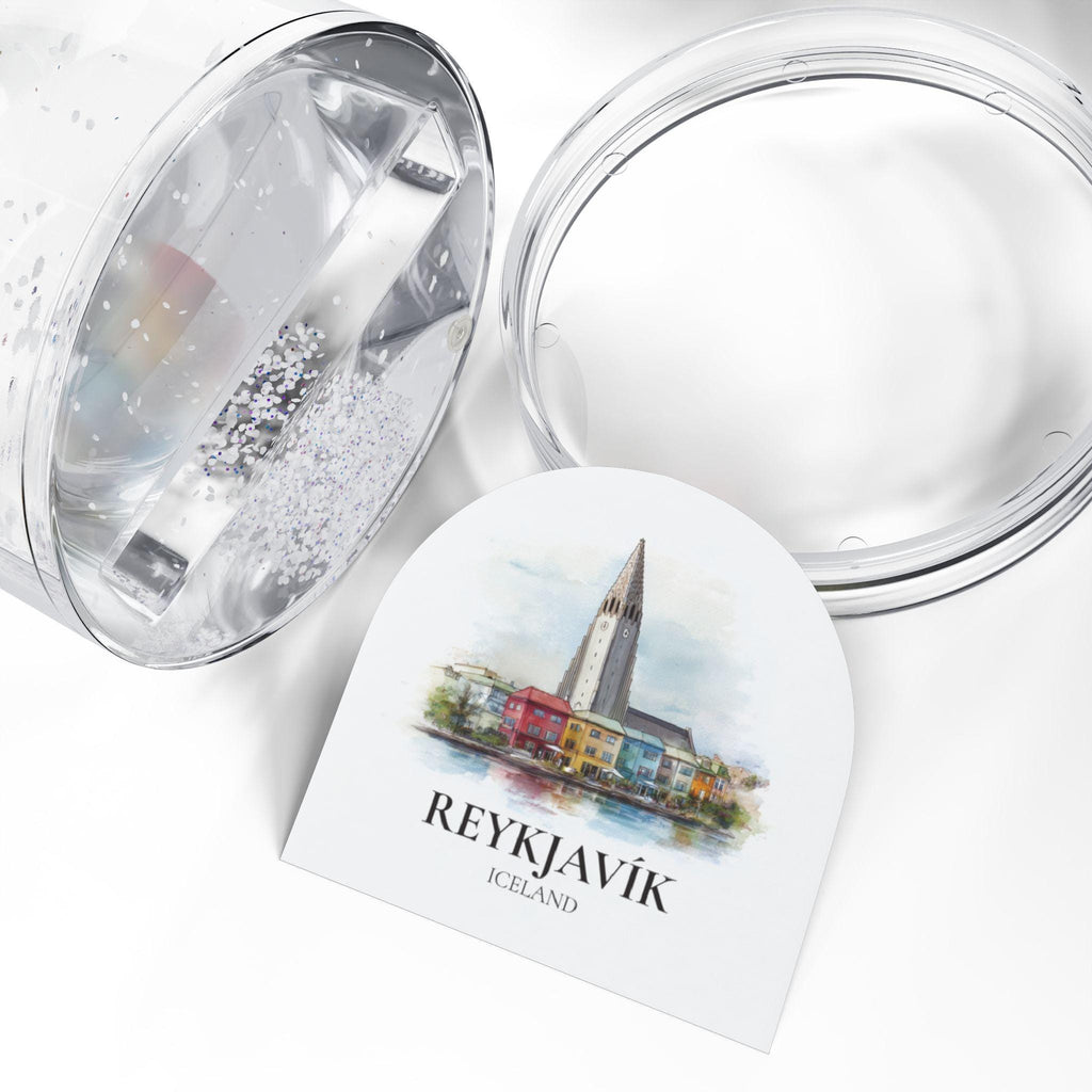 Reykjavik Iceland Snow Globe, Personalized Watercolor, Custom Travel Souvenir Keepsake City Dome