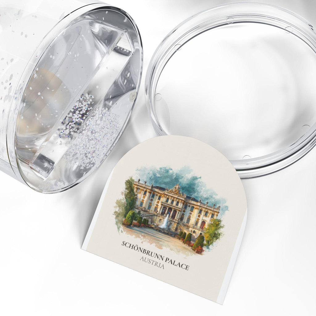 Schonbrunn Palace Austria Snow Globe, Personalized Watercolor, Custom Travel Souvenir Keepsake City Dome