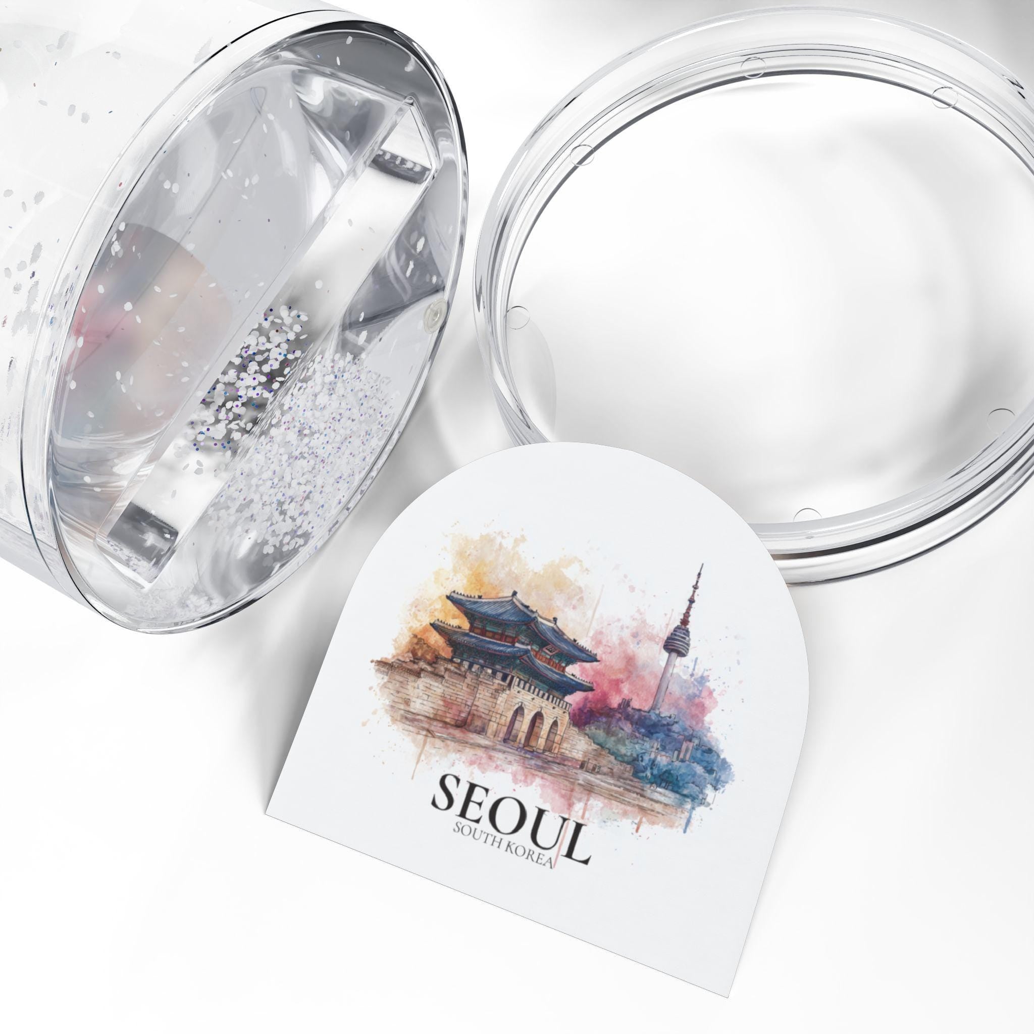 Seoul South Korea Snow Globe, Personalized Watercolor, Custom Travel Souvenir Keepsake City Dome