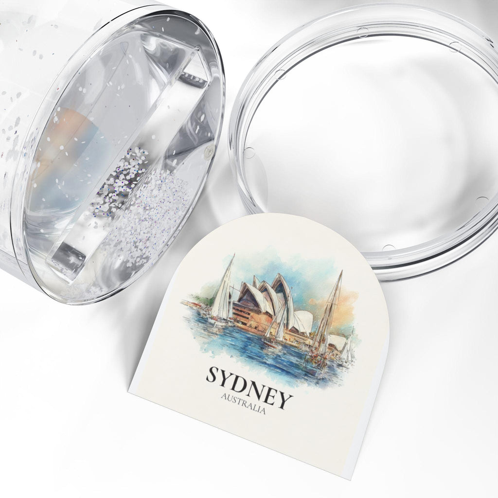 Sydney Australia Snow Globe, Personalized Watercolor, Custom Travel Souvenir Keepsake City Dome