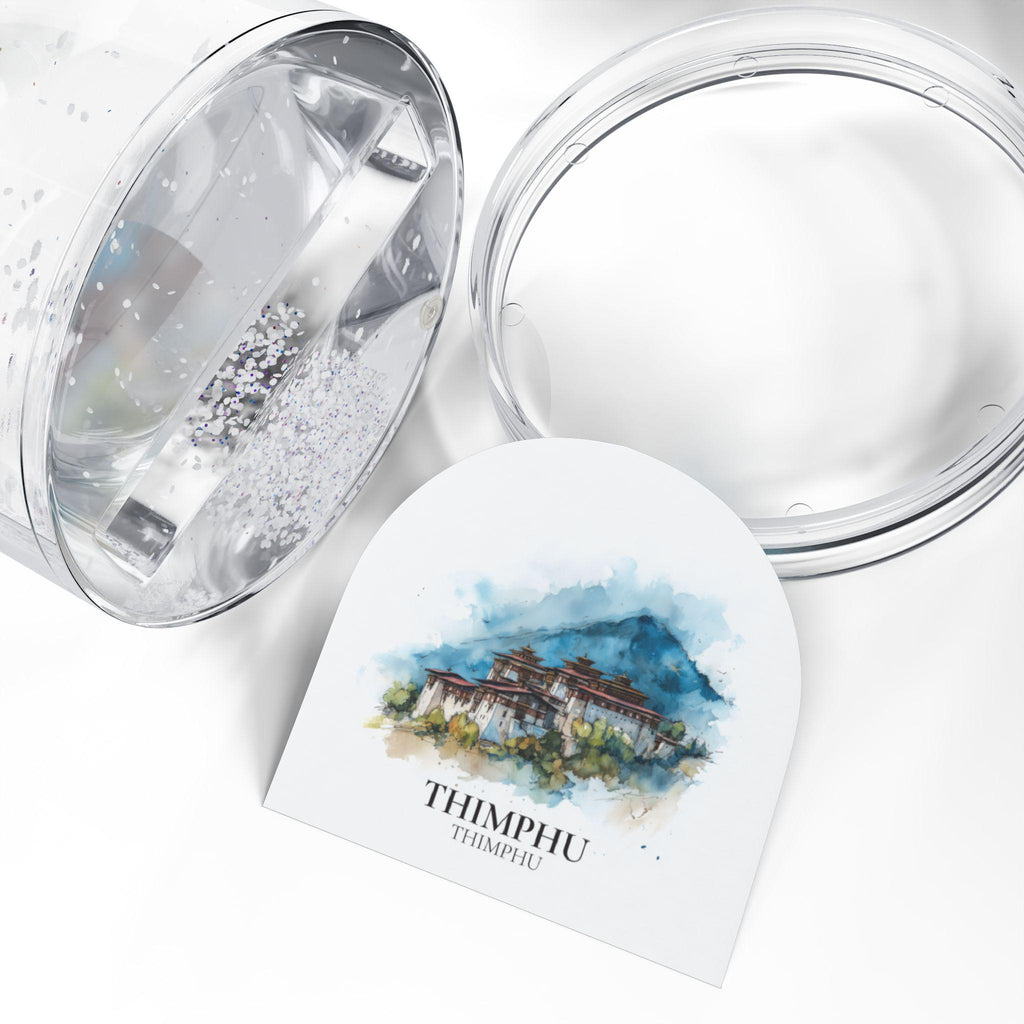 Thimphu Bhutan Snow Globe, Personalized Watercolor, Custom Travel Souvenir Keepsake City Dome