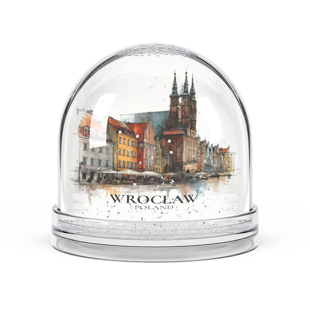 Wroclaw Poland Snow Globe, Personalized Watercolor, Custom Travel Souvenir Keepsake City Dome