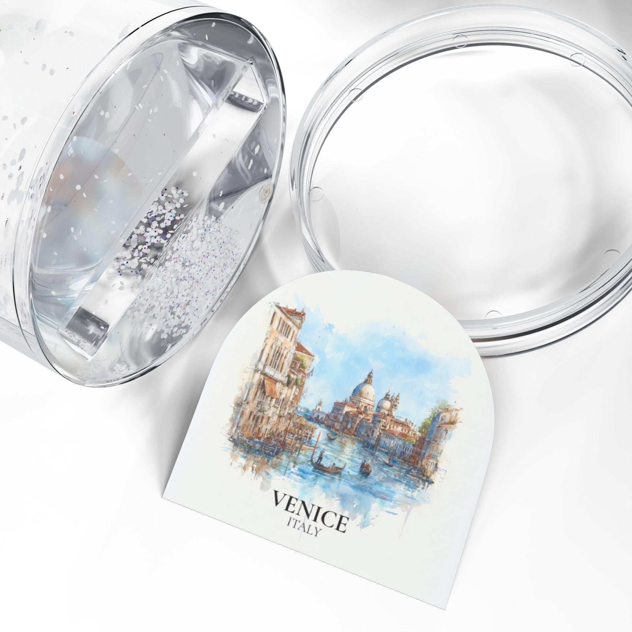 Venice Snow Globe Italy, Personalized Watercolor, Custom Travel Souvenir Keepsake City Dome