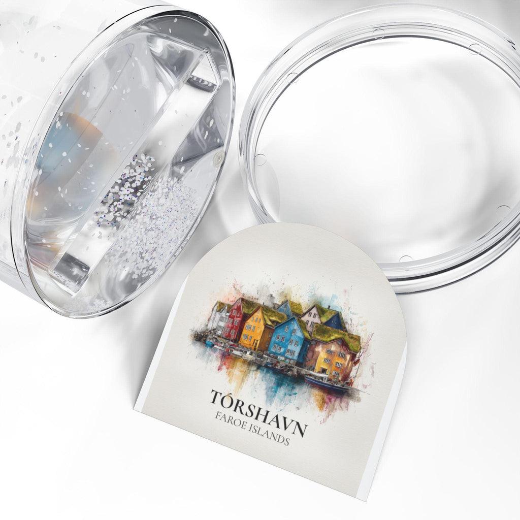 Torshavn Faroe Islands Snow Globe, Personalized Watercolor, Custom Travel Souvenir Keepsake City Dome