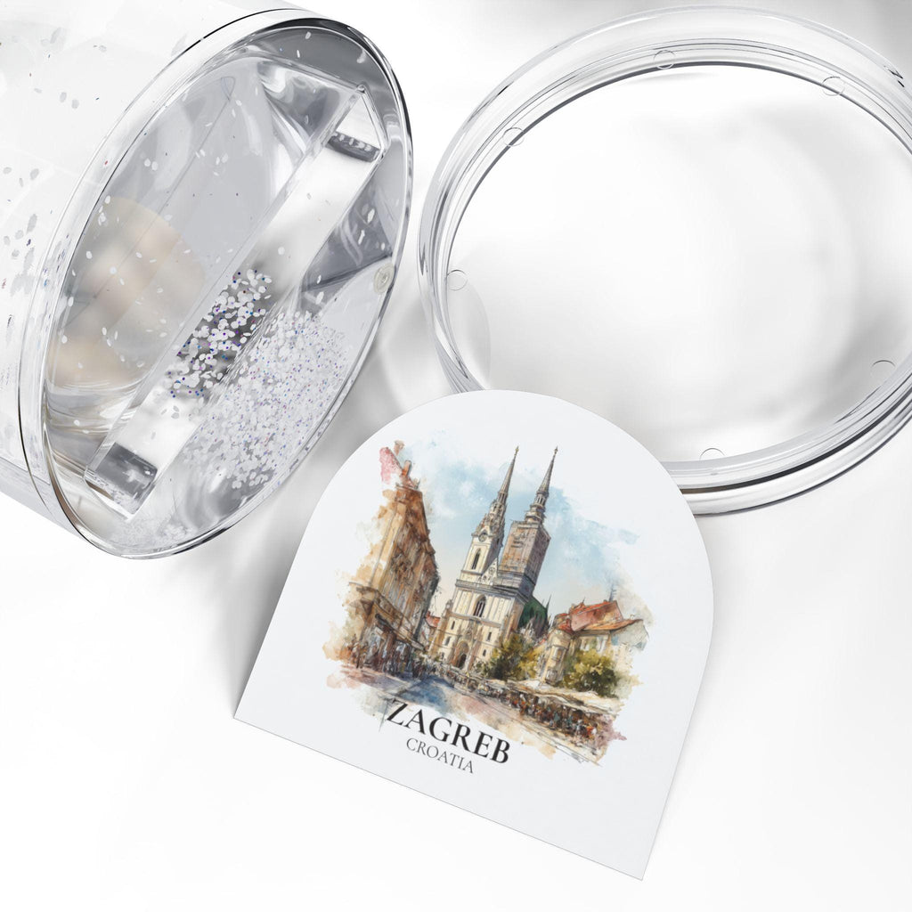 Zagreb Croatia Snow Globe, Personalized Watercolor, Custom Travel Souvenir Keepsake City Dome