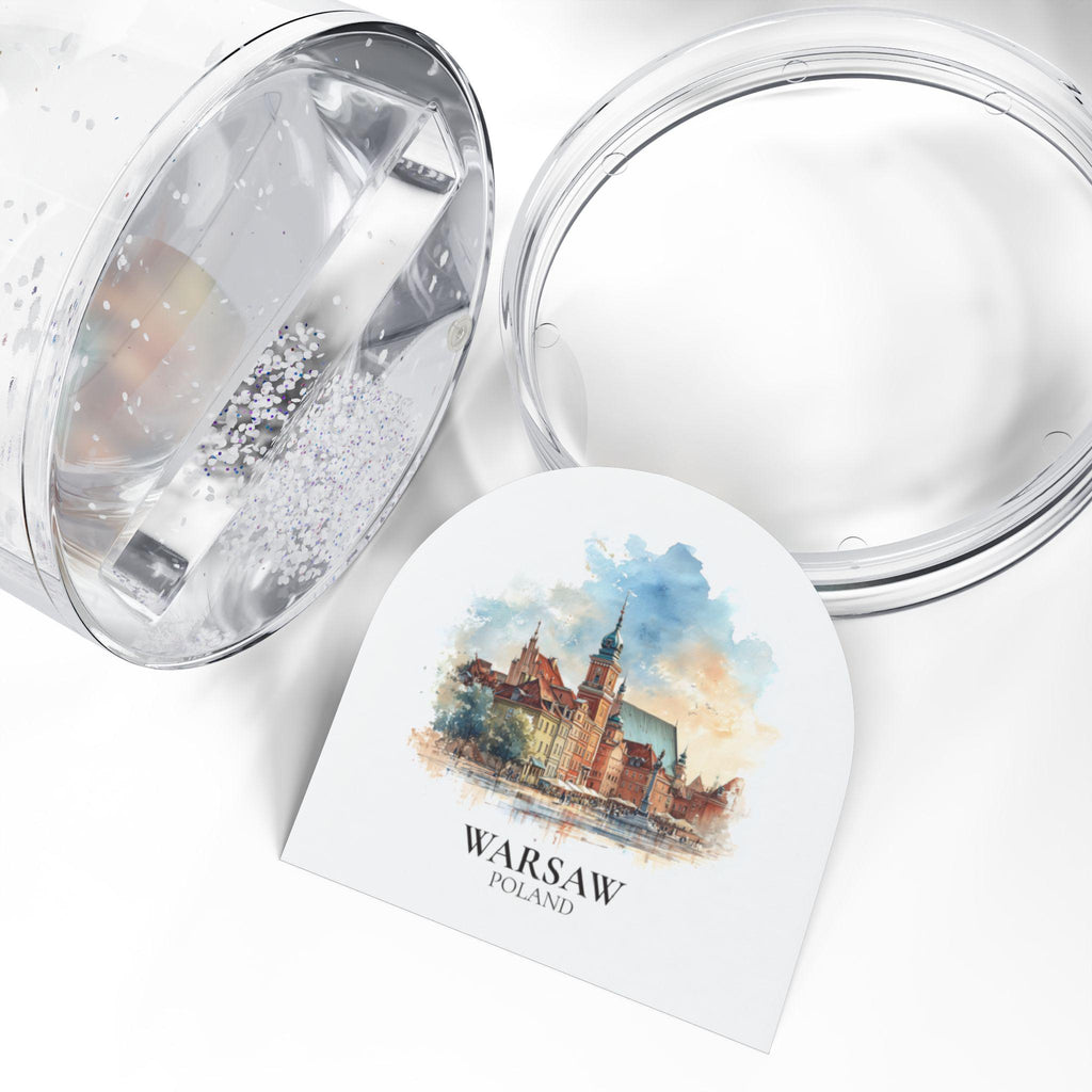 Warsaw Poland Snow Globe, Personalized Watercolor, Custom Travel Souvenir Keepsake City Dome