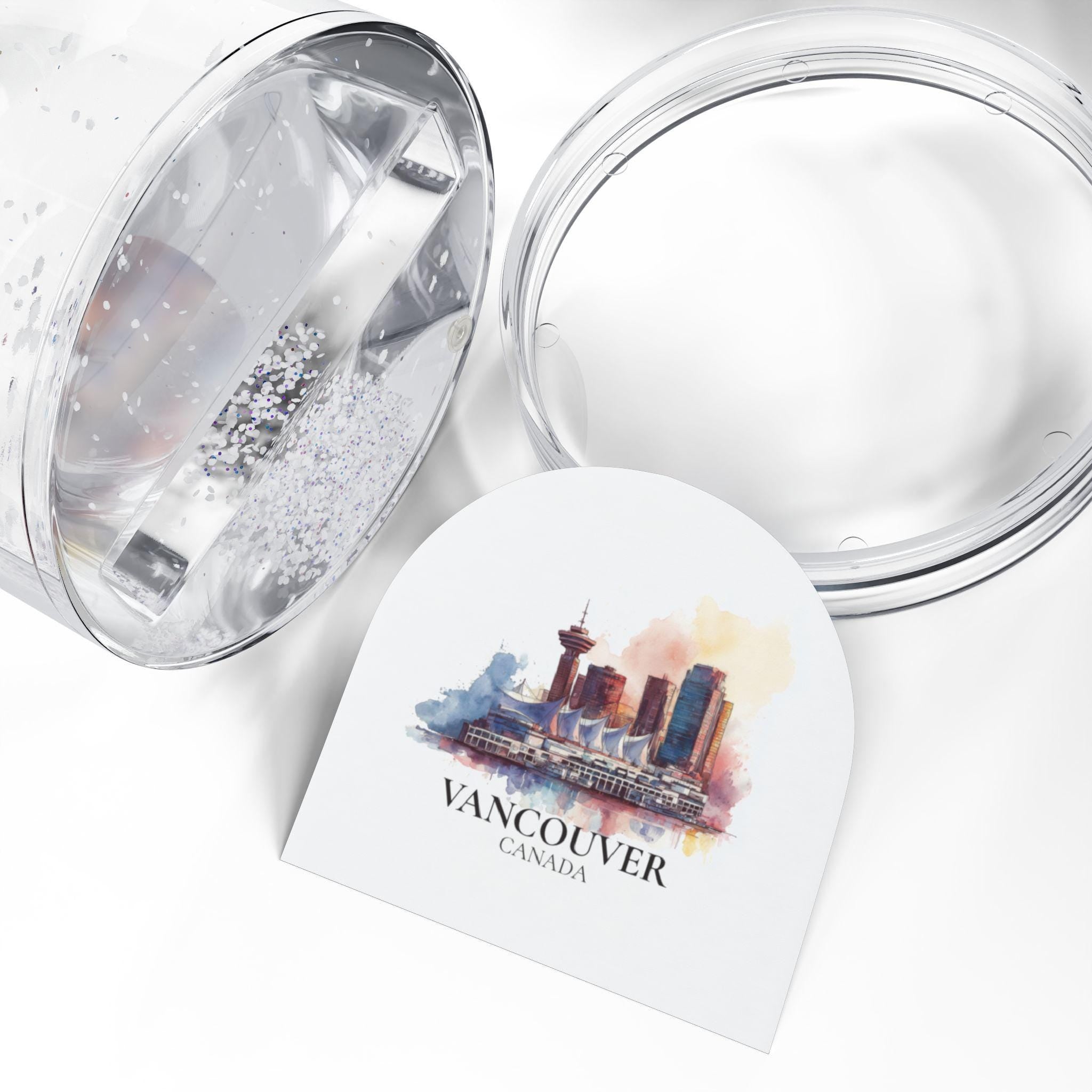 Vancouver Canada Snow Globe, Personalized Watercolor, Custom Travel Souvenir Keepsake City Dome