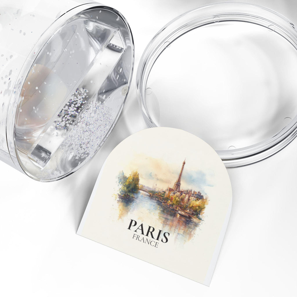 Paris France Snow Globe, Personalized Watercolor, Custom Travel Souvenir Keepsake City Dome