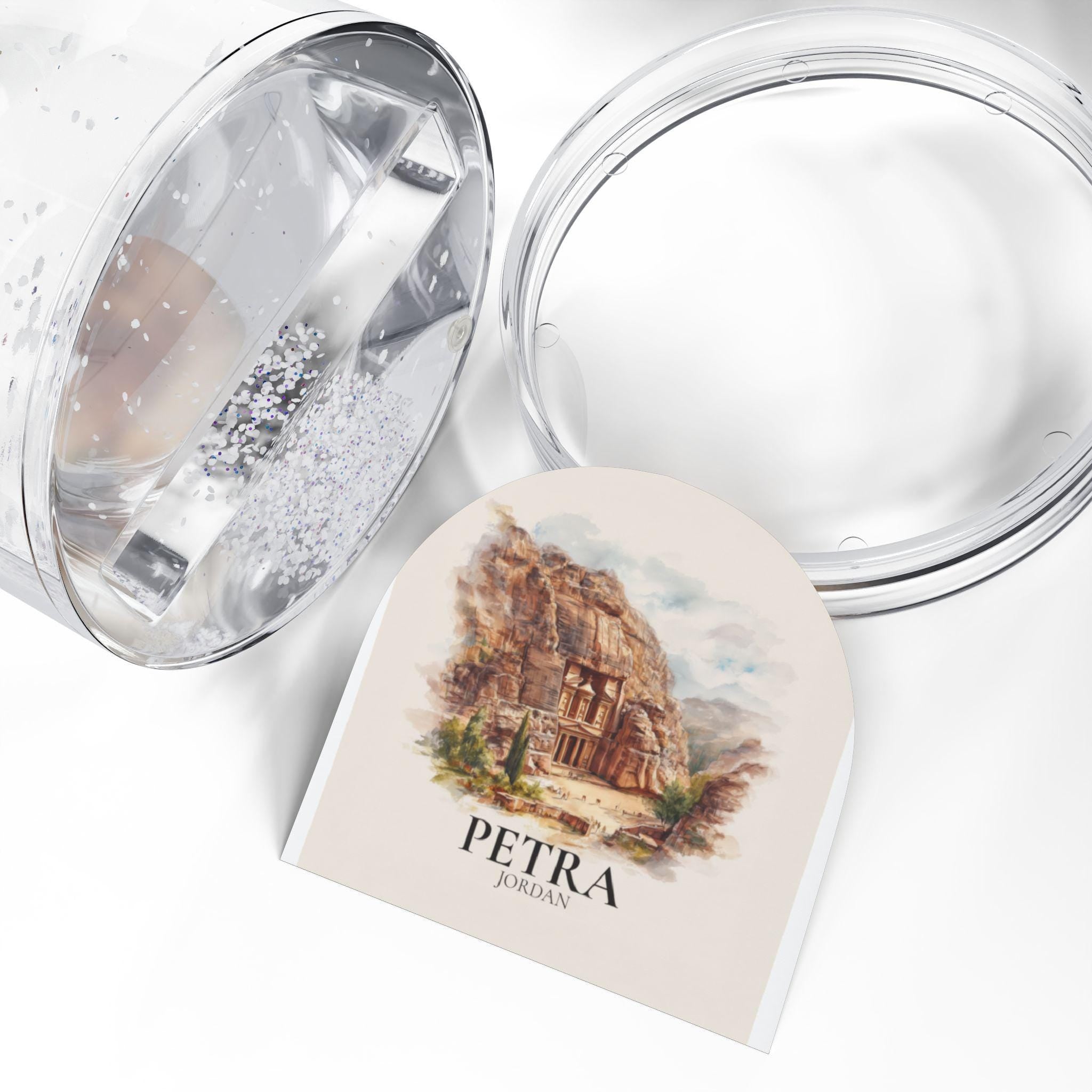 Petra Jordan Snow Globe, Personalized Watercolor, Custom Travel Souvenir Keepsake City Dome