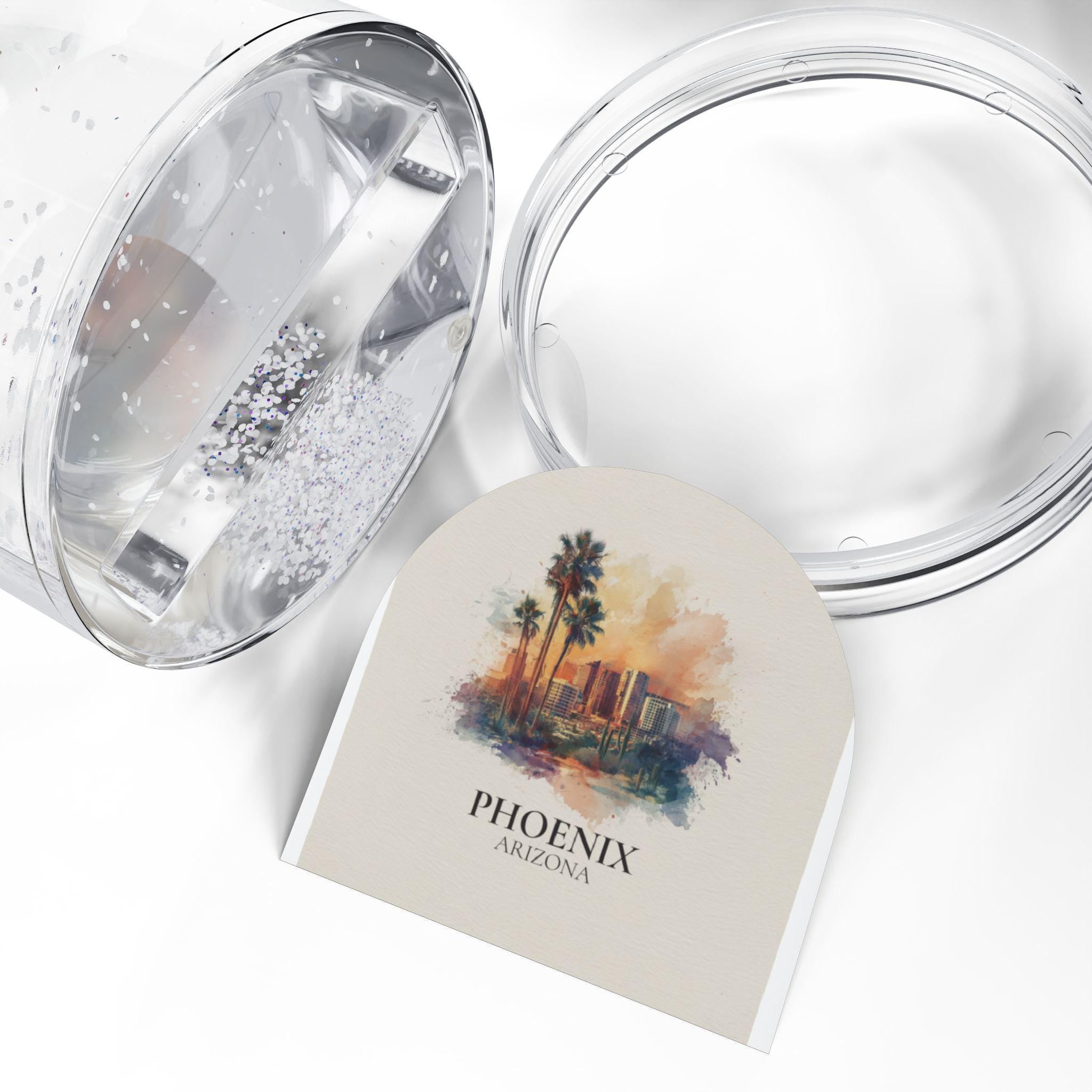 Phoenix Arizona Snow Globe, Personalized Watercolor, Custom Travel Souvenir Keepsake City Dome