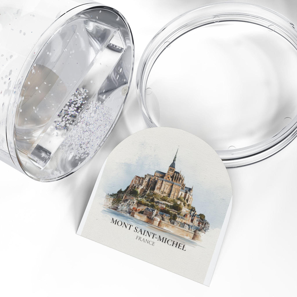 Mont Saint-Michel France Snow Globe, Personalized Watercolor, Custom Travel Souvenir Keepsake City Dome