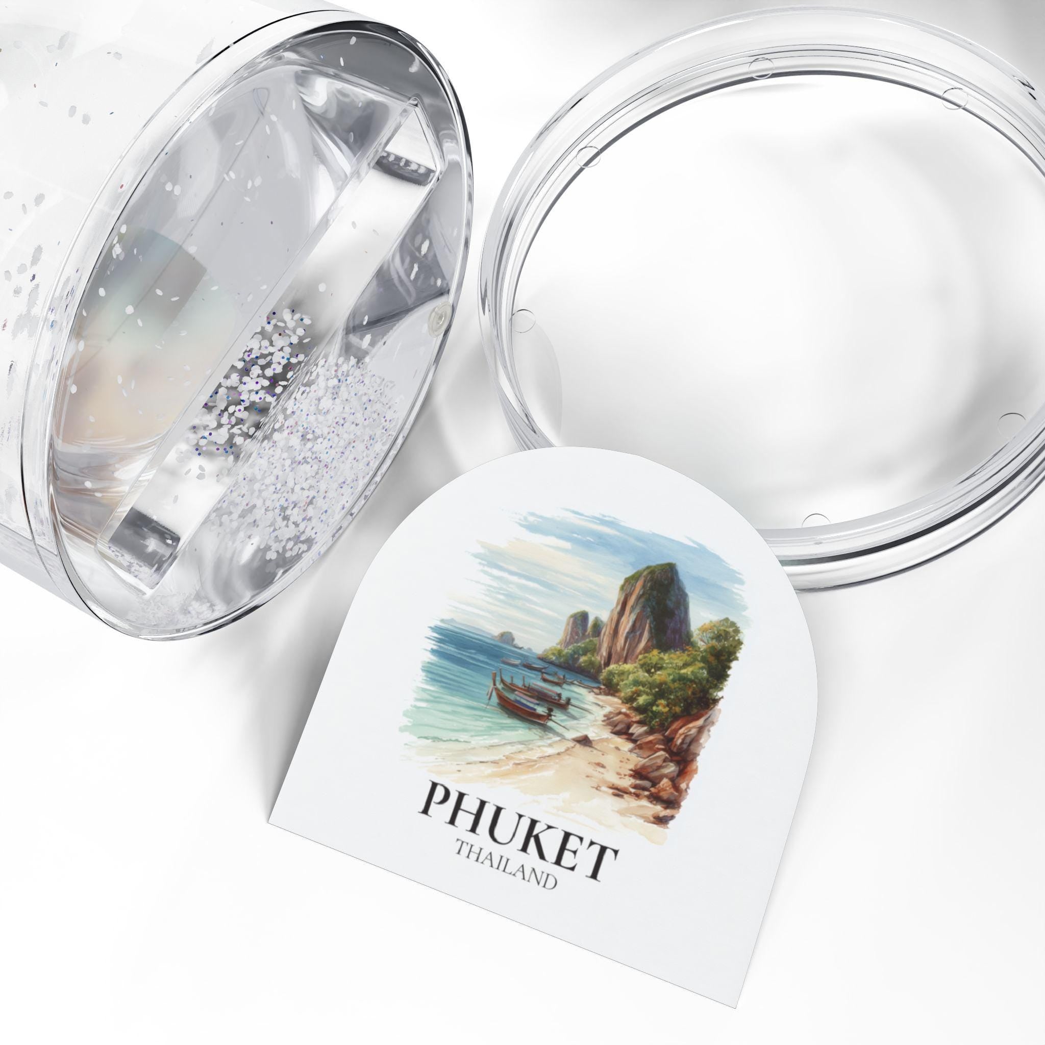 Phuket Thailand Snow Globe, Personalized Watercolor, Custom Travel Souvenir Keepsake City Dome