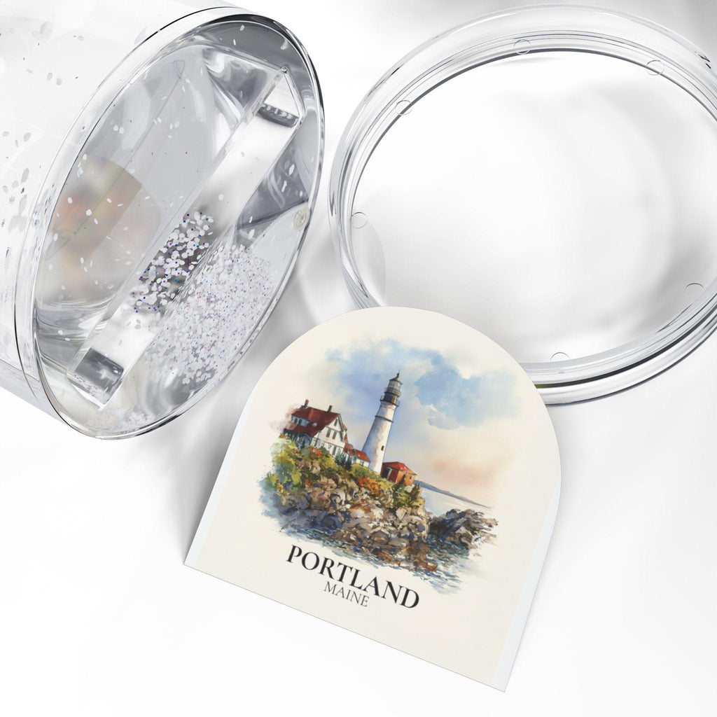 Portland Maine Snow Globe, Personalized Watercolor, Custom Travel Souvenir Keepsake City Dome