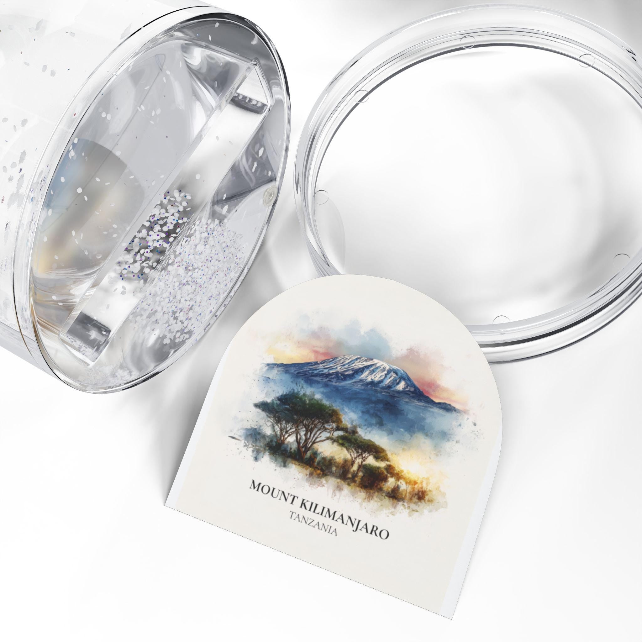 Mount Kilimanjaro Tanzania Snow Globe, Personalized Watercolor, Custom Travel Souvenir Keepsake City Dome