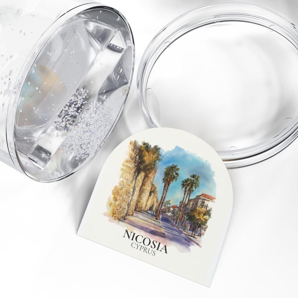 Nicosia Cyprus Snow Globe, Personalized Watercolor, Custom Travel Souvenir Keepsake City Dome