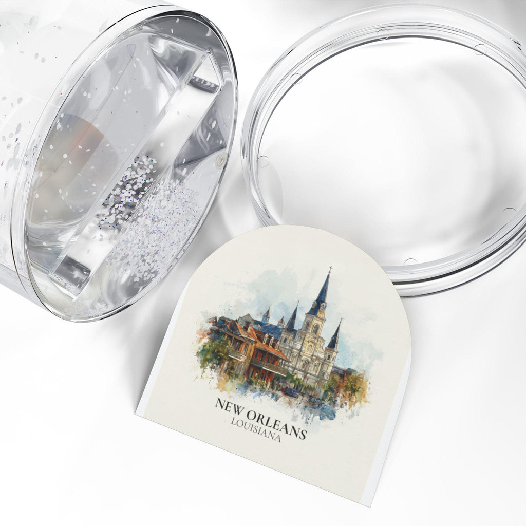 New Orleans Louisiana Snow Globe, Personalized Watercolor, Custom Travel Souvenir Keepsake City Dome