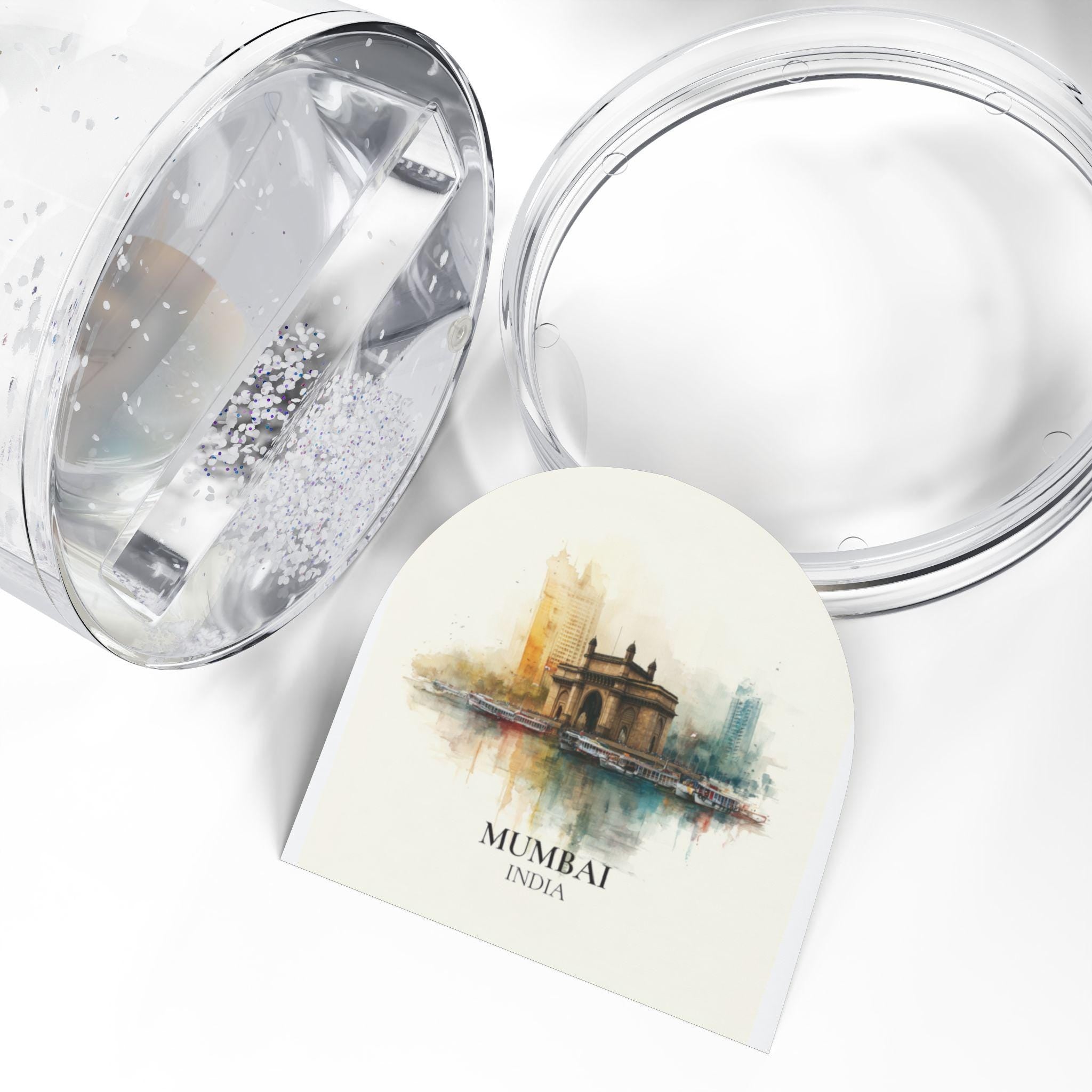 Mumbai India Snow Globe, Personalized Watercolor, Custom Travel Souvenir Keepsake City Dome