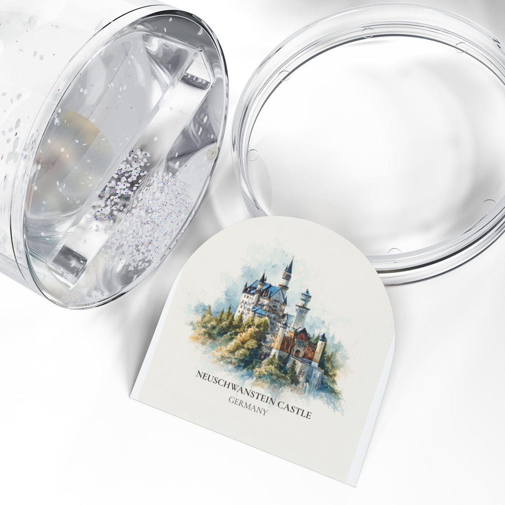 Neuschwanstein Castle Germany Snow Globe, Personalized Watercolor, Custom Travel Souvenir Keepsake City Dome