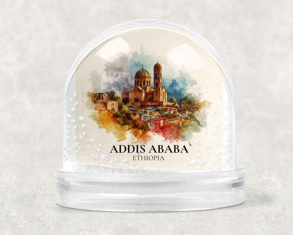 Addis Ababa Ethiopia Snow Globe, Personalized Watercolor, Custom Travel Souvenir Keepsake City Dome