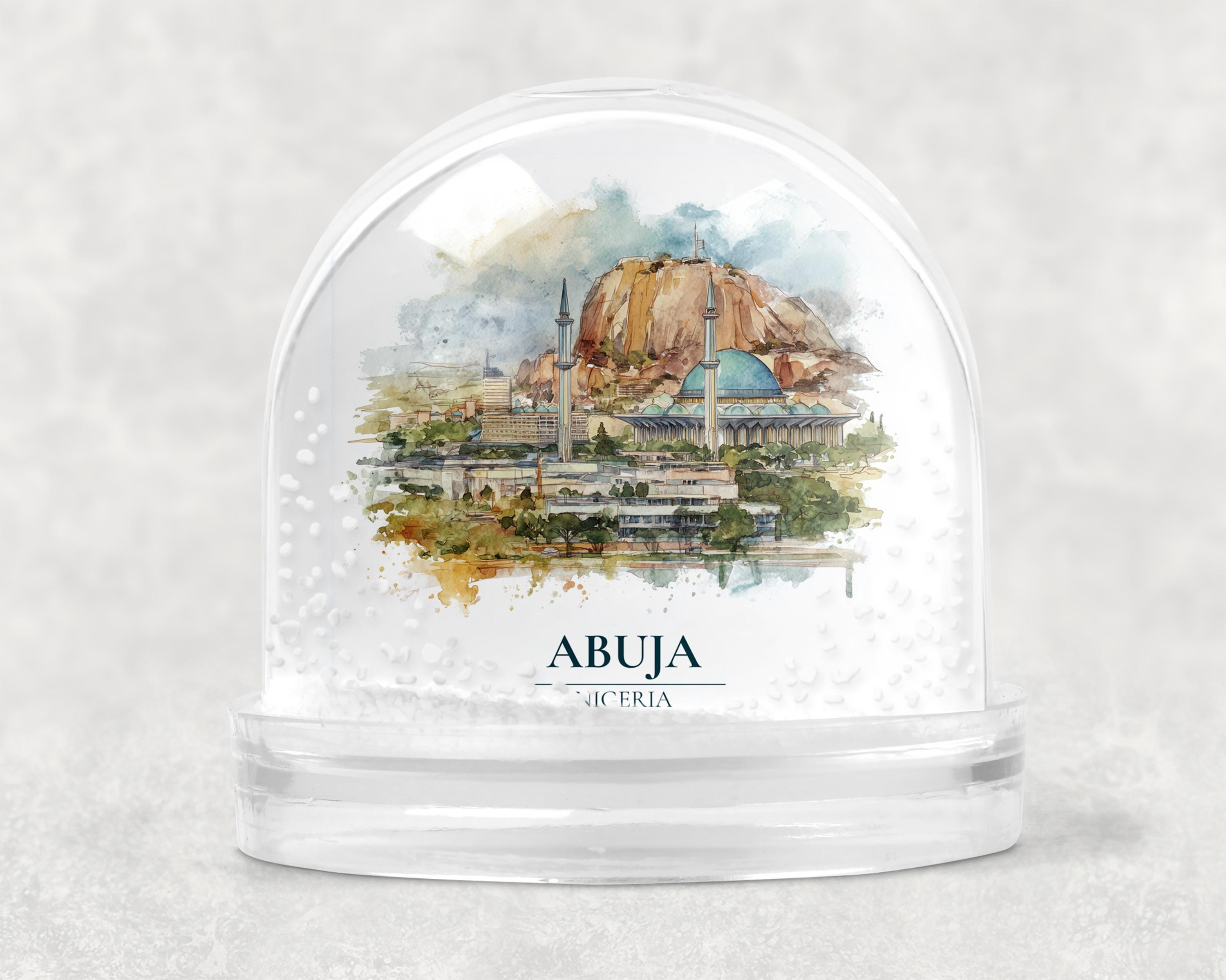 Abidjan Cote dIvoire Snow Globe, Personalized Watercolor, Custom Travel Souvenir Keepsake City Dome