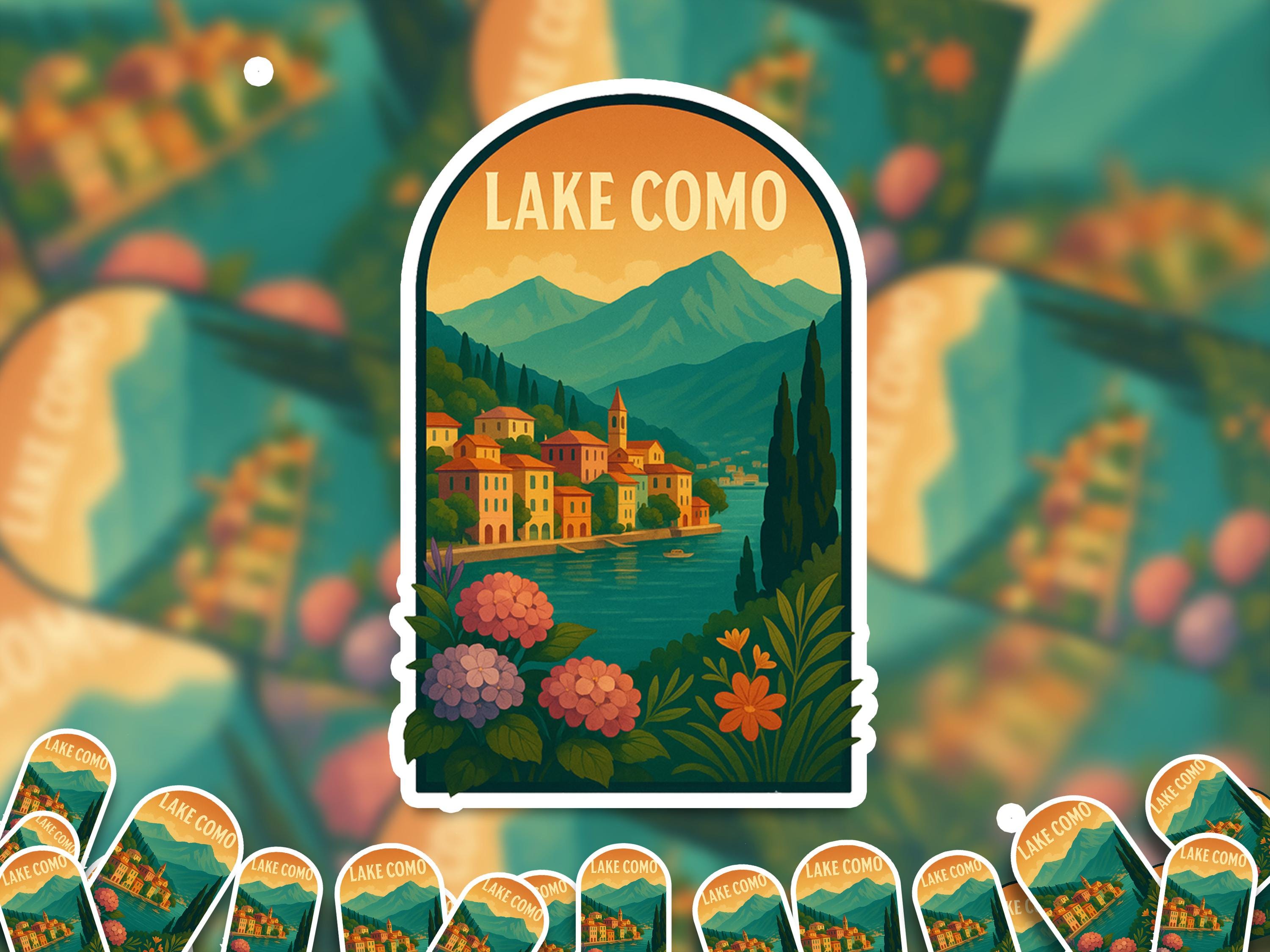 Lake Como Italy Sticker, Vintage City Vinyl Decal, Retro Travel Lover Collection, Journal Scrapbook