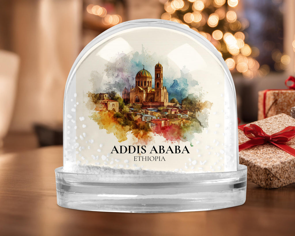 Addis Ababa Ethiopia Snow Globe, Personalized Watercolor, Custom Travel Souvenir Keepsake City Dome