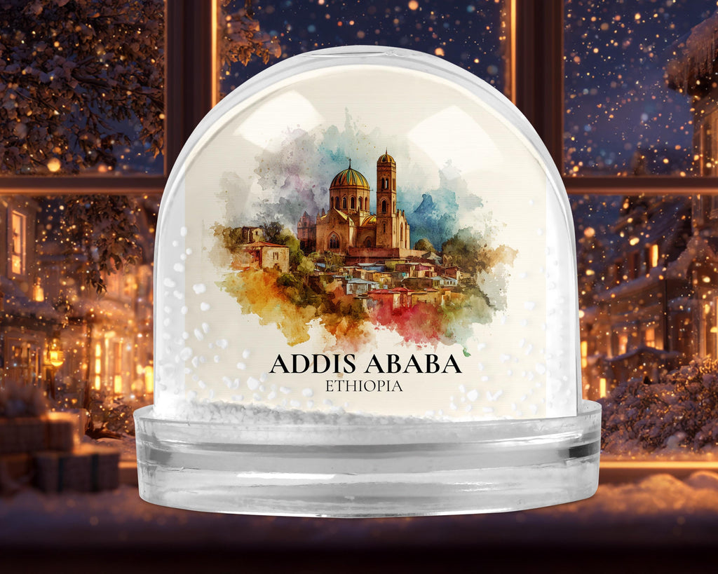 Addis Ababa Ethiopia Snow Globe, Personalized Watercolor, Custom Travel Souvenir Keepsake City Dome