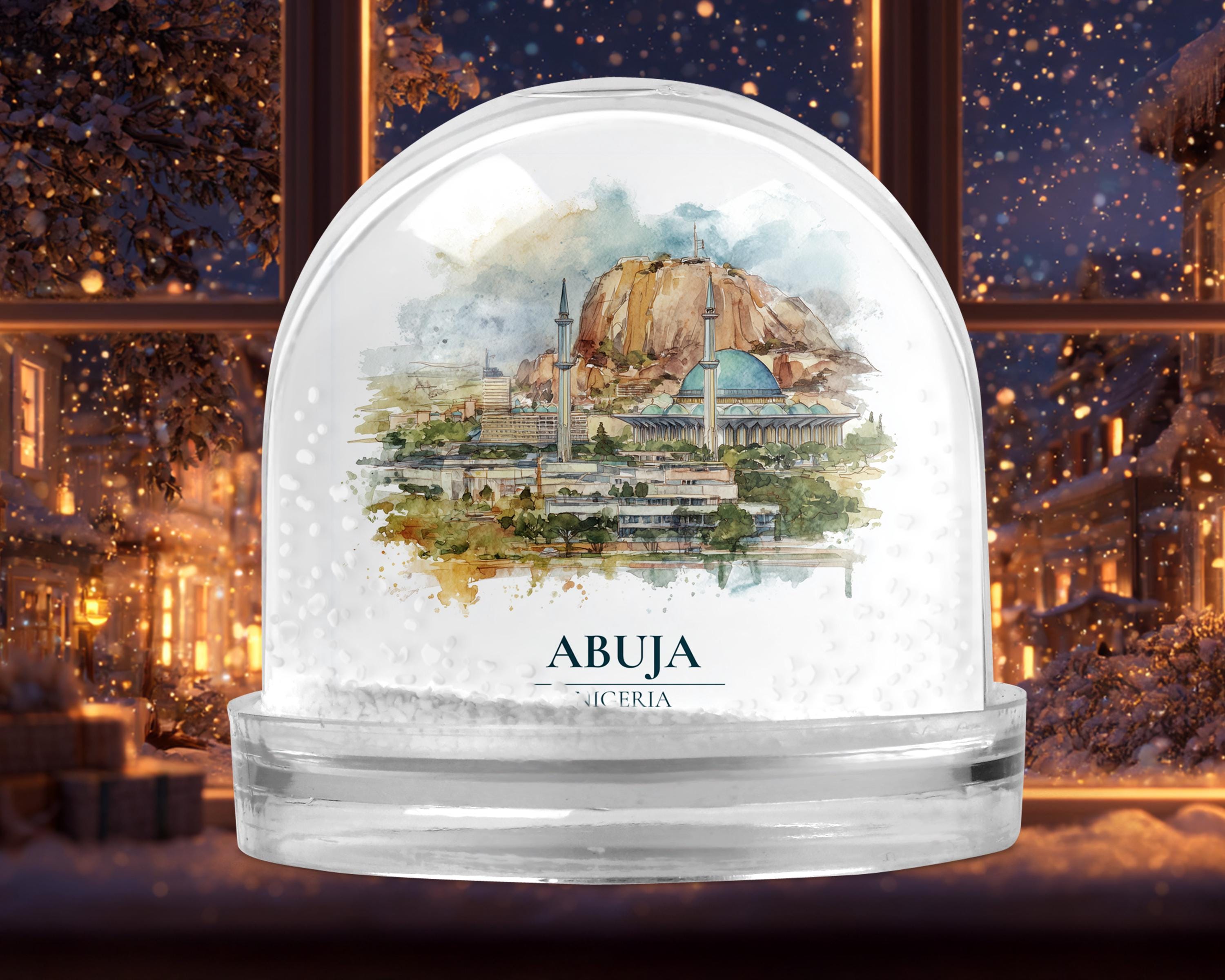 Abidjan Cote dIvoire Snow Globe, Personalized Watercolor, Custom Travel Souvenir Keepsake City Dome