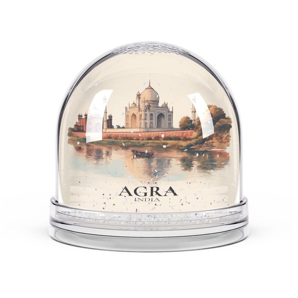 Agra India Snow Globe, Personalized Watercolor, Custom Travel Souvenir Keepsake City Dome