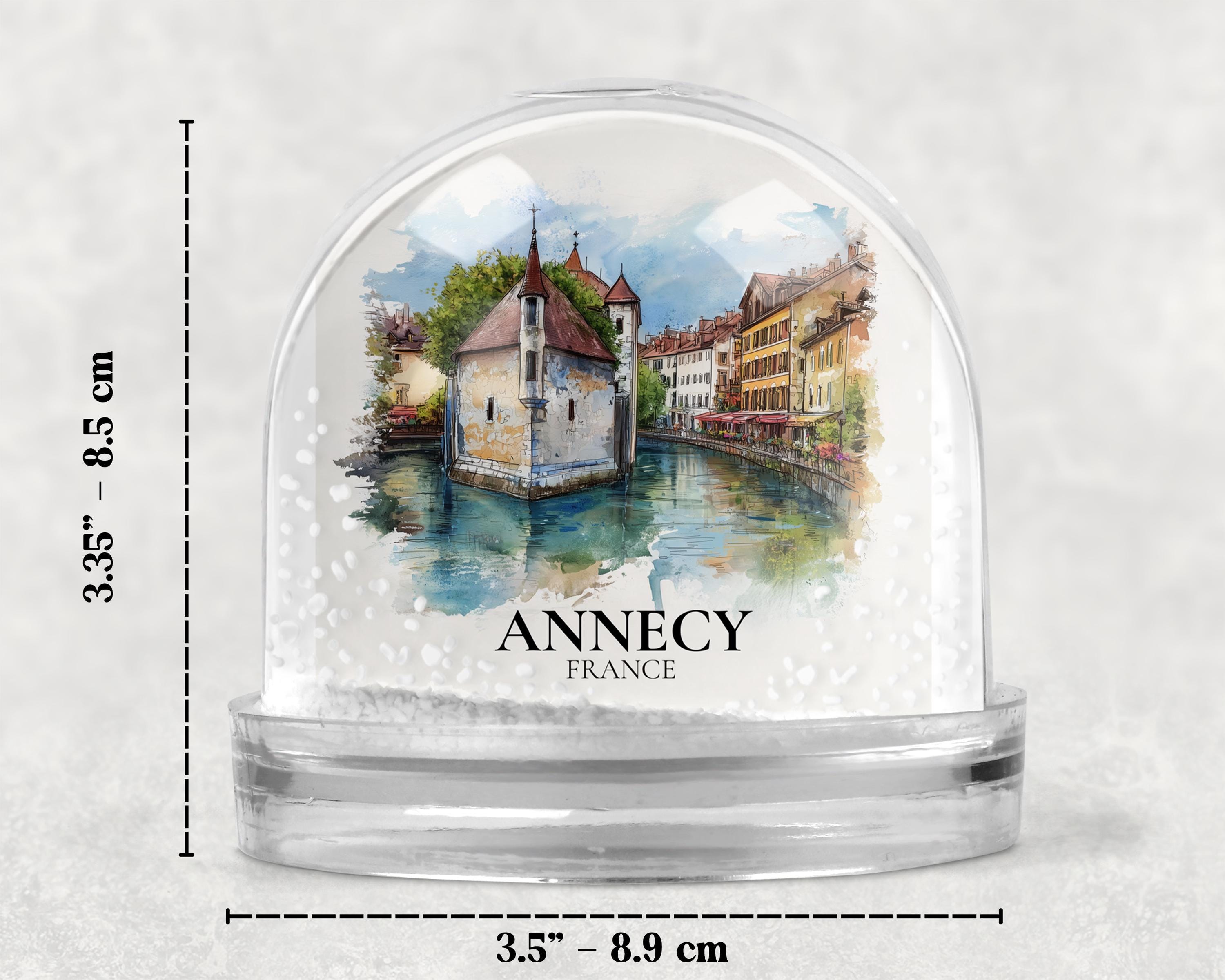 Annecy France Snow Globe, Personalized Watercolor, Custom Travel Souvenir Keepsake City Dome
