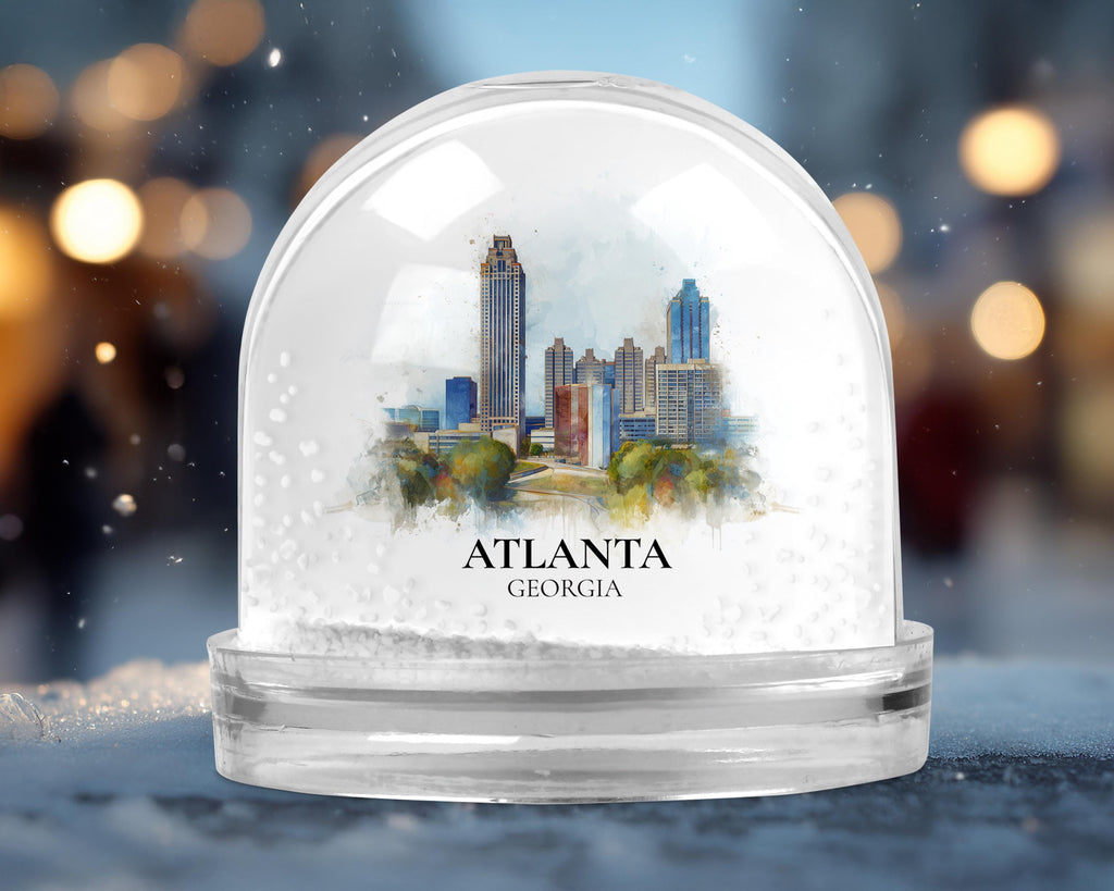 Atlanta Georgia Snow Globe, Personalized Watercolor, Custom Travel Souvenir Keepsake City Dome