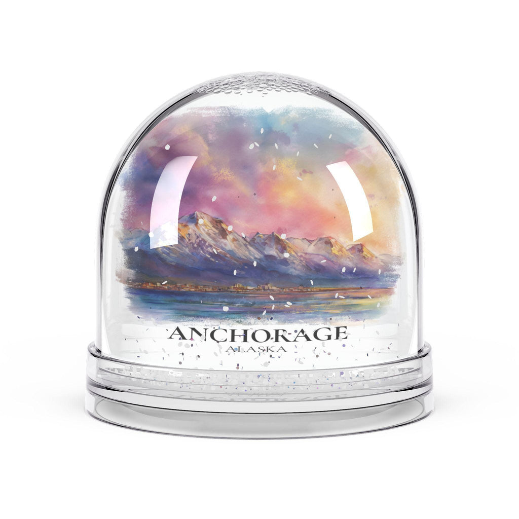 Anchorage Alaska Snow Globe, Personalized Watercolor, Custom Travel Souvenir Keepsake City Dome