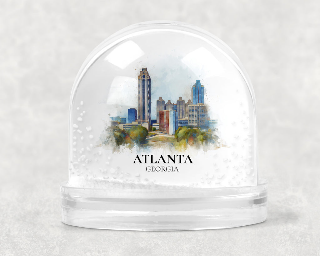 Atlanta Georgia Snow Globe, Personalized Watercolor, Custom Travel Souvenir Keepsake City Dome