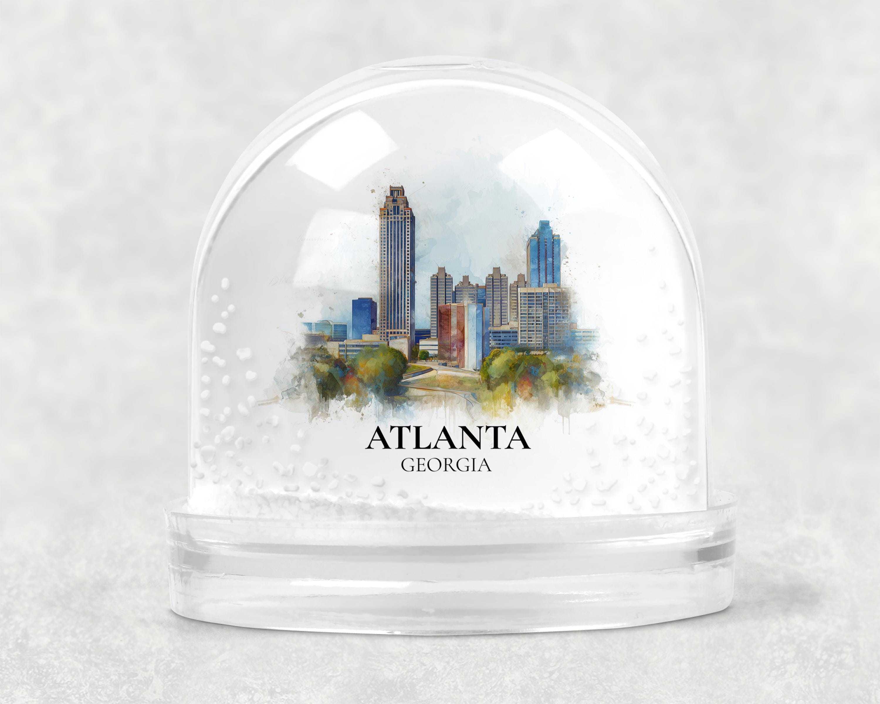 Atlanta Georgia Snow Globe, Personalized Watercolor, Custom Travel Souvenir Keepsake City Dome