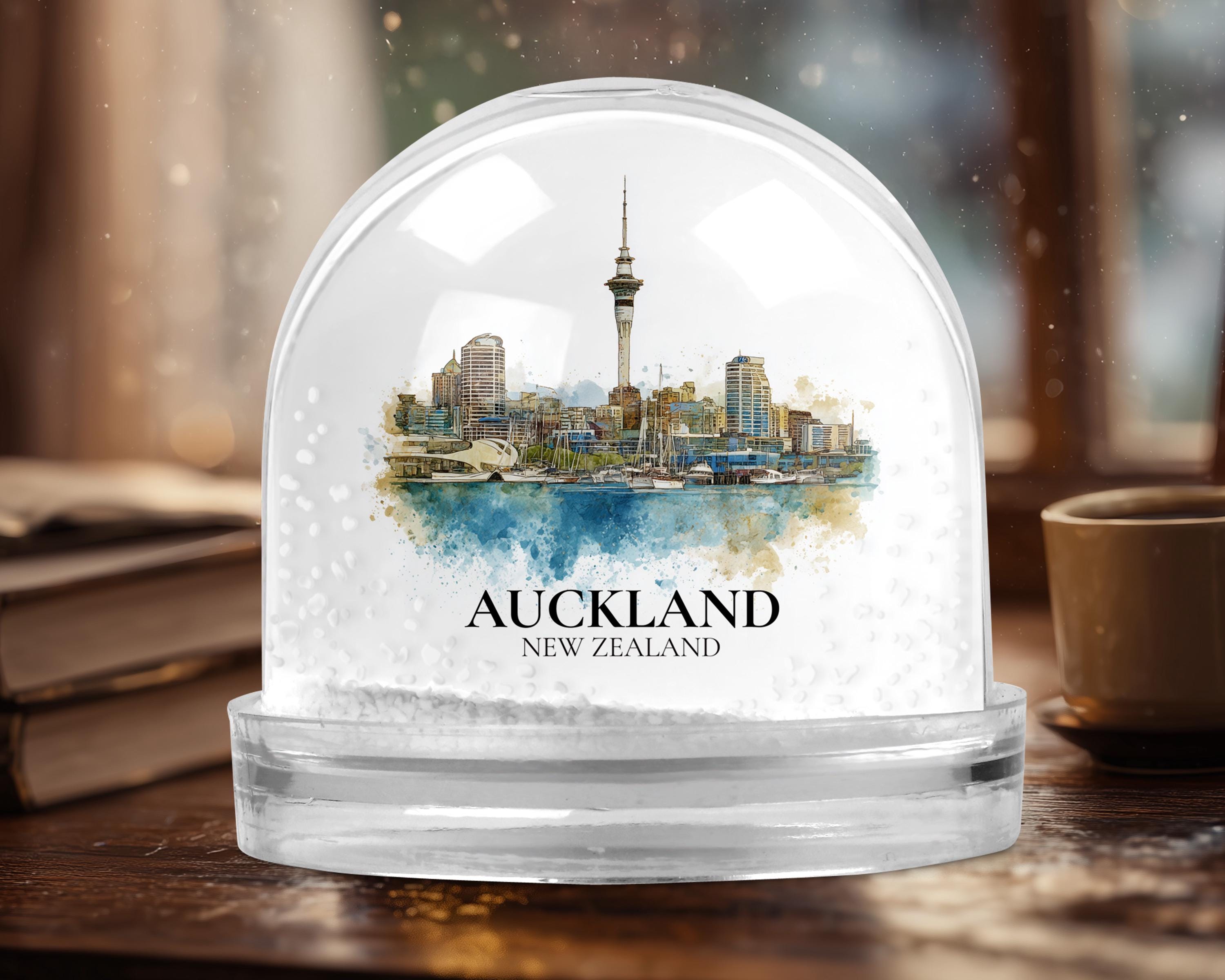 Auckland New Zealand Snow Globe, Personalized Watercolor, Custom Travel Souvenir Keepsake City Dome