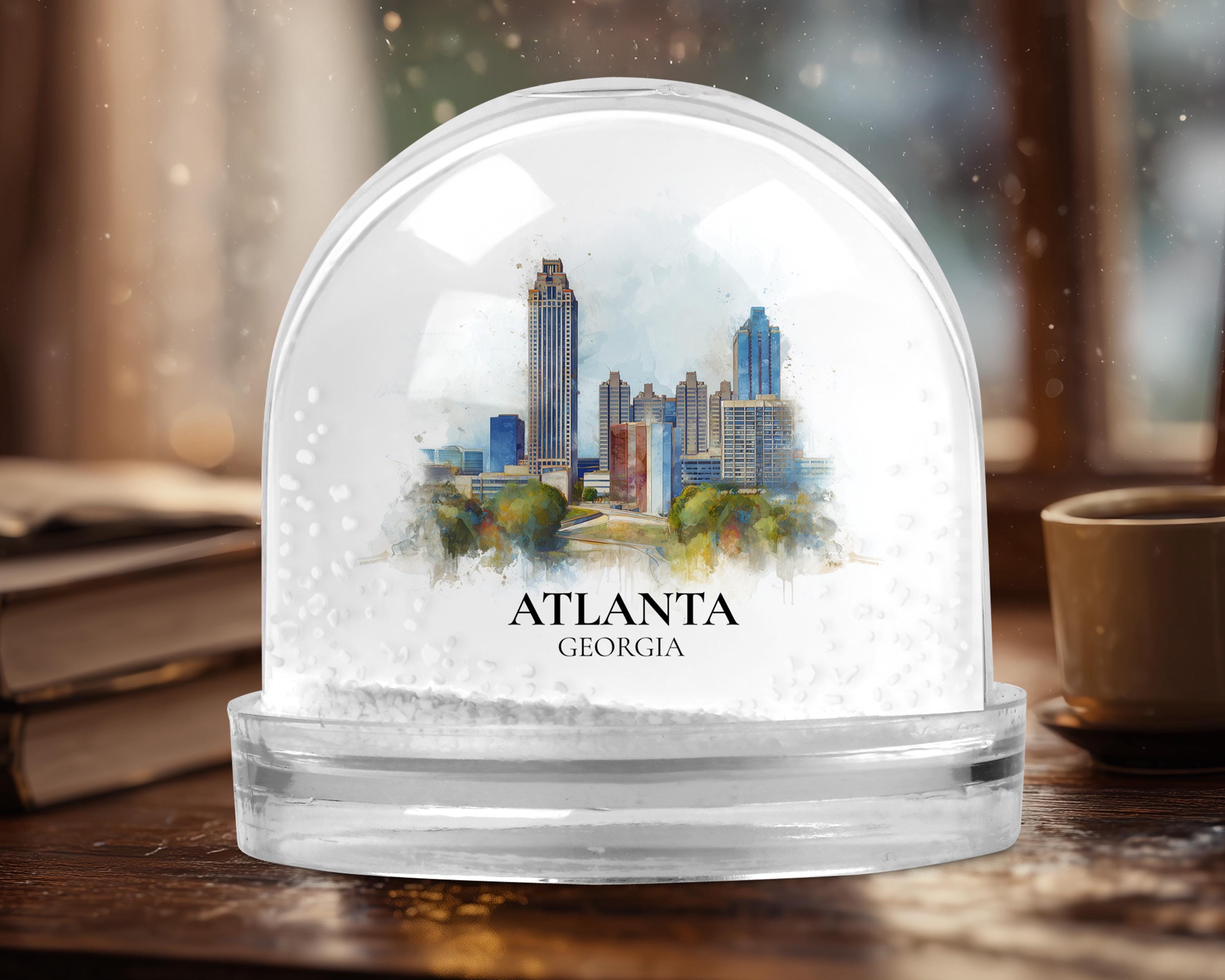 Atlanta Georgia Snow Globe, Personalized Watercolor, Custom Travel Souvenir Keepsake City Dome